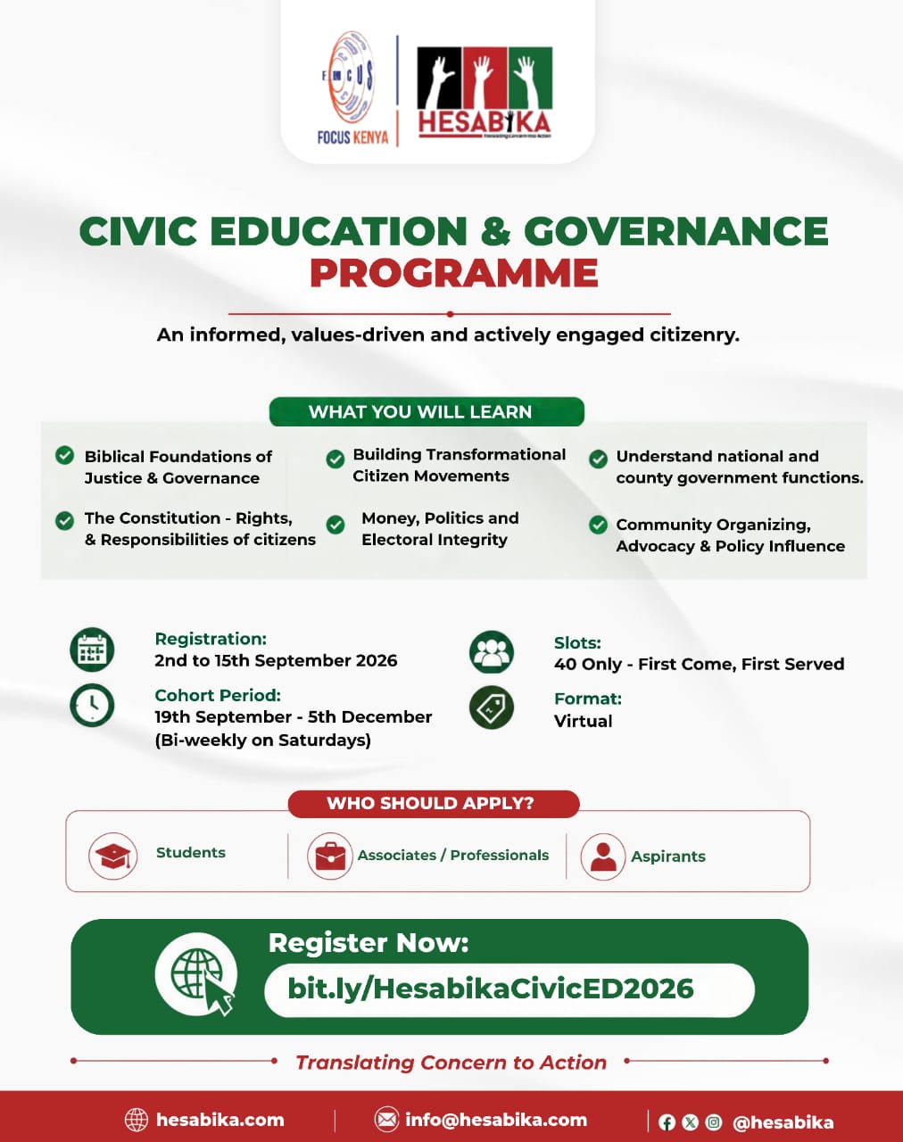 Hesabika Civic Education & Governance Programme — Registration 2026